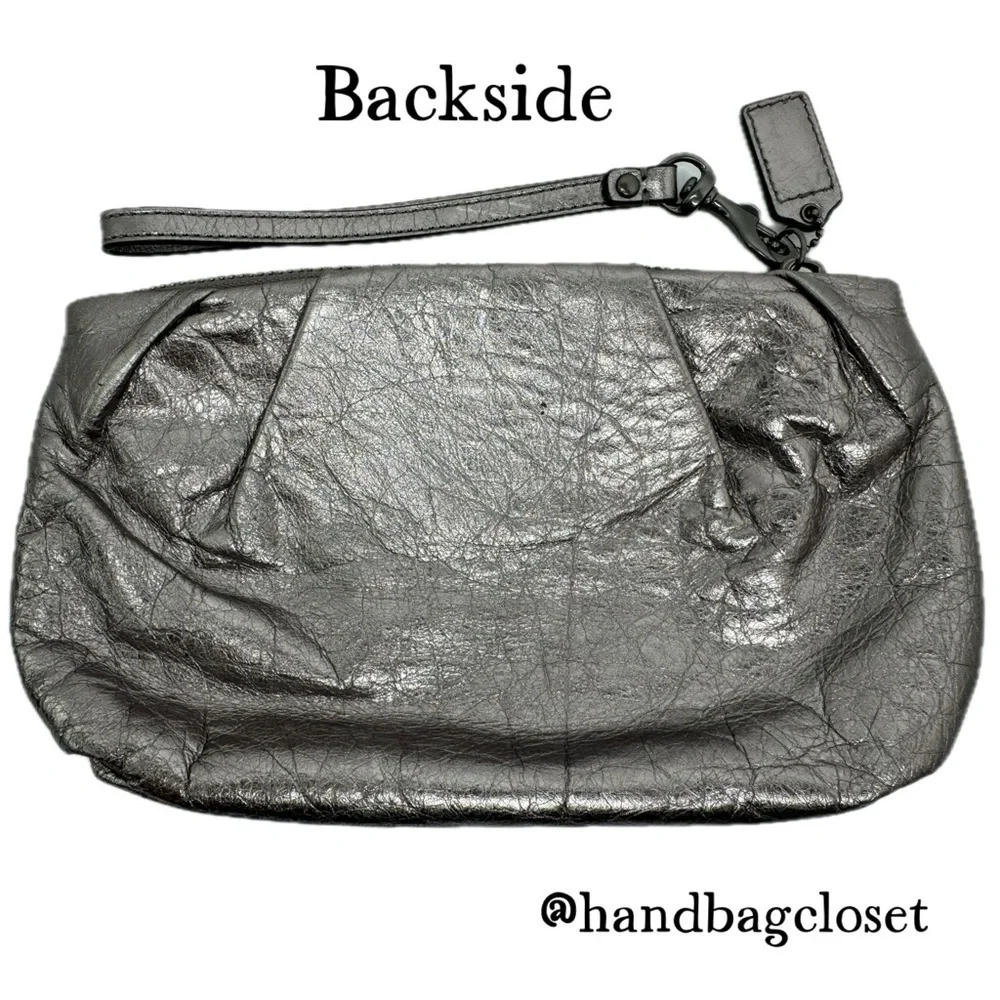 Coach Metallic Gunmetal Clutch Wristlet Bag 44470